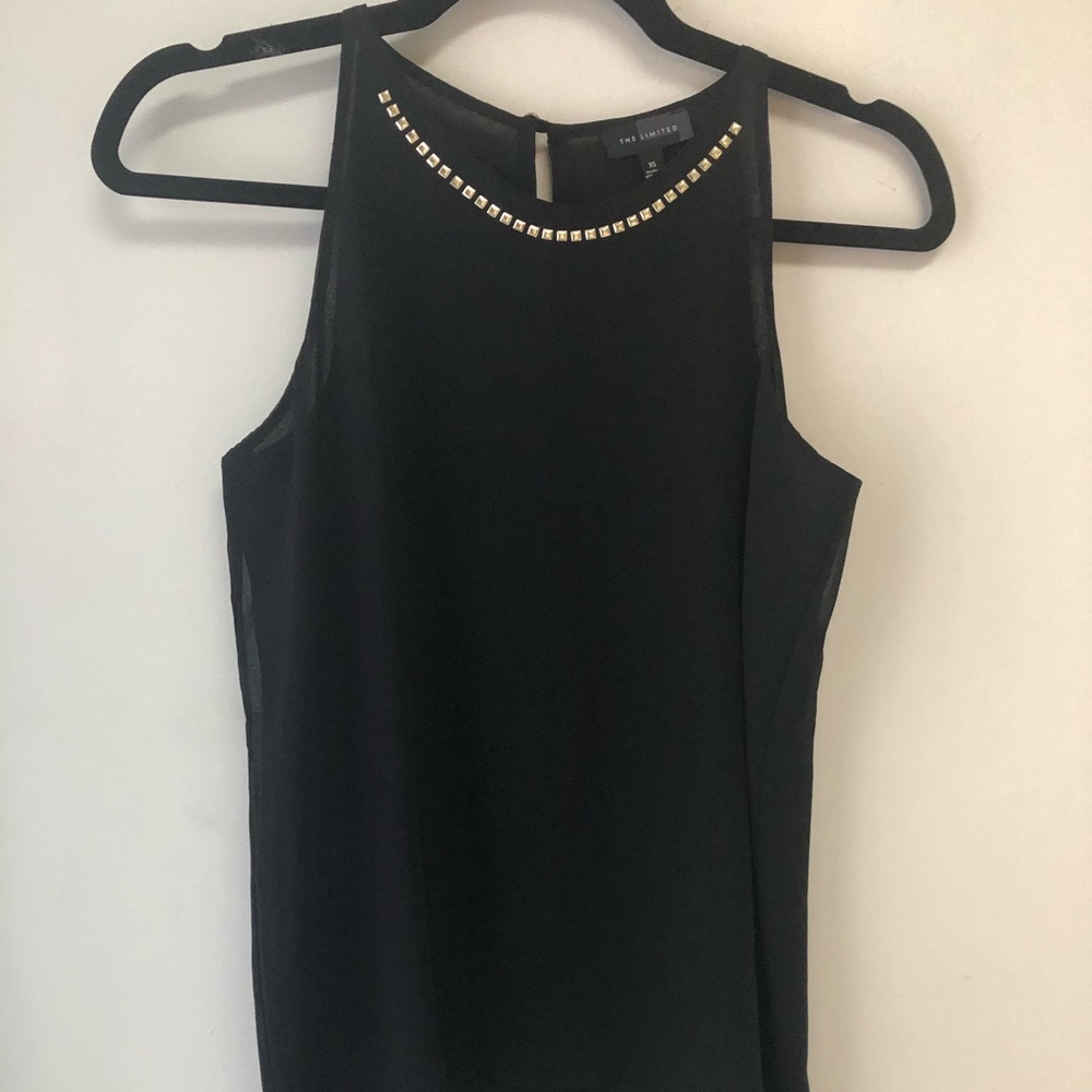 Sleeveless black holiday embellished blouse